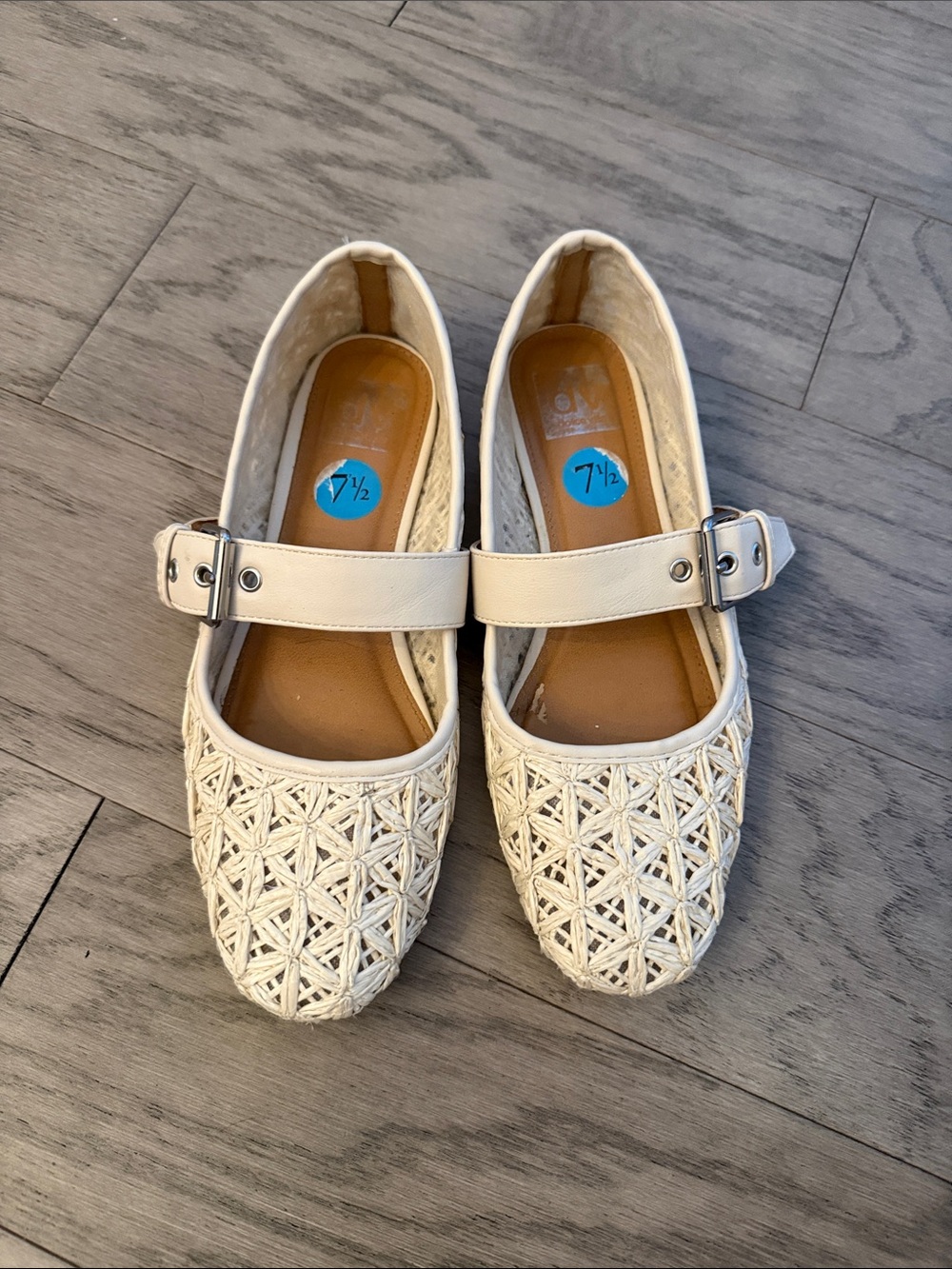 Dolce Vita Cream Woven Mary Jane Flats